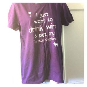 Drink wine pet German Shepherd tee